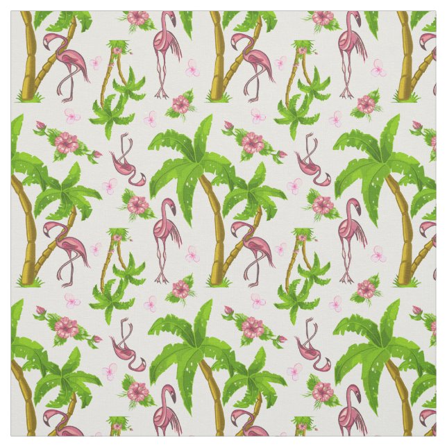 Tecido Flamingos e Flores Tropicais (Modelo)
