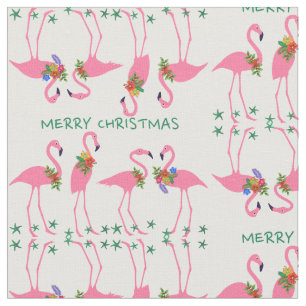 Tecido Flamingos Feliz Padrão de Natal