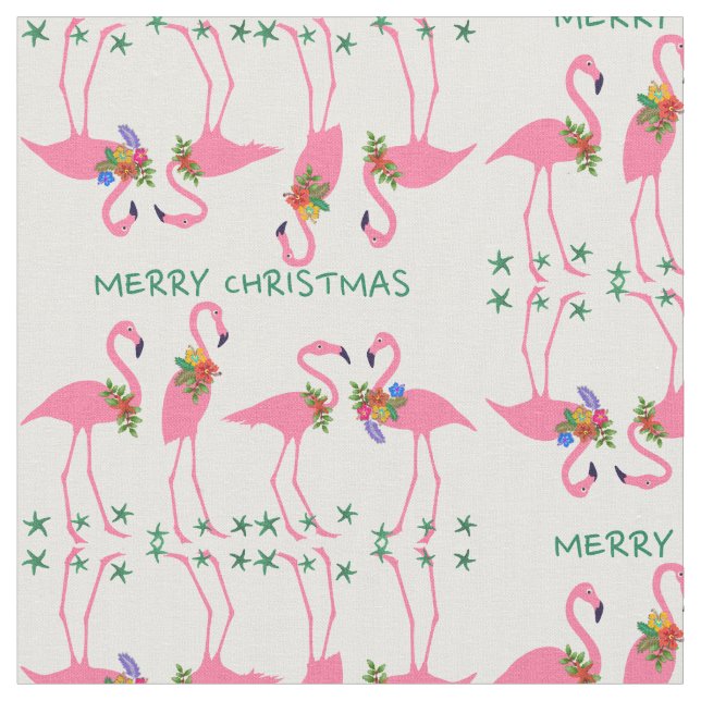 Tecido Flamingos Feliz Padrão de Natal (Detalhe)