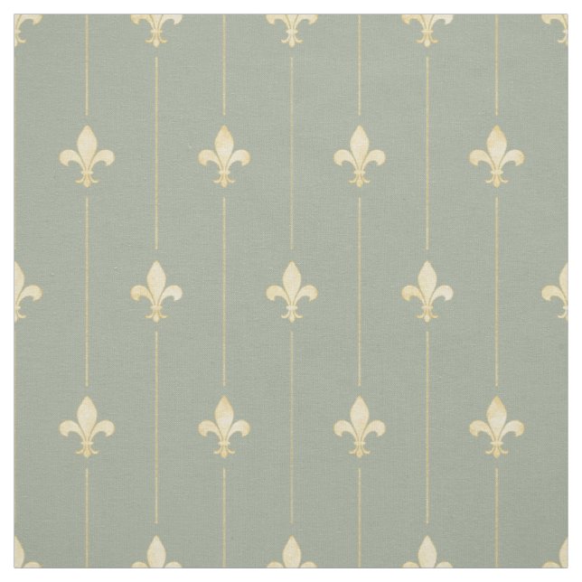 Tecido Fleur-de-Lis Dourado com Sage de Linhas (pequena e (Modelo)