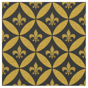 Tecido Fleur de Lis Eternity Patterne Faux Dourado Pret