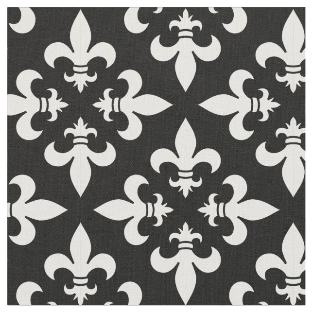 Tecido Fleur de Lis, francês branco e preto Elegante (Detalhe)