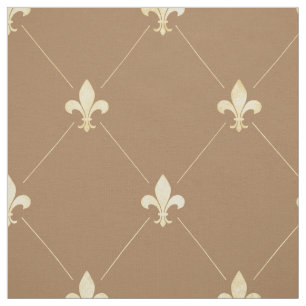 Tecido Fleur-de-Lis (grande escala) Dourado pálido