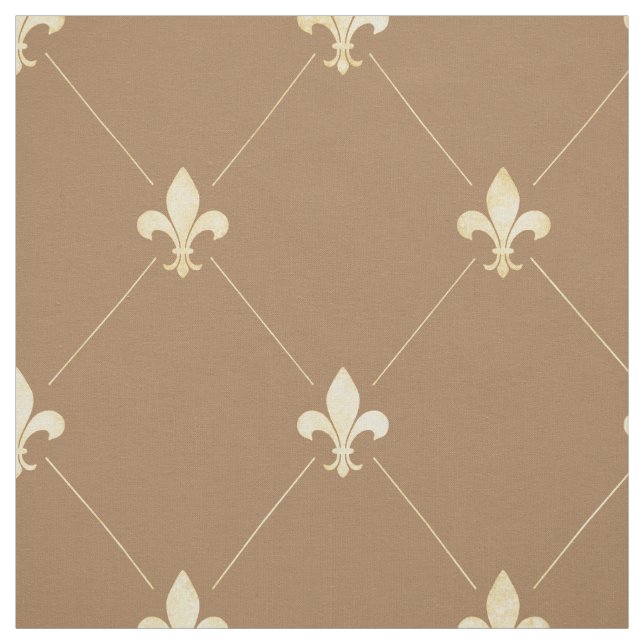 Tecido Fleur-de-Lis (grande escala) Dourado pálido (Modelo)
