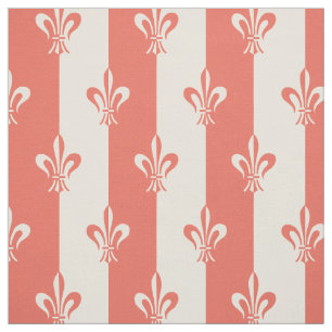 Tecido Fleur de Lis Off White & Terra Cotta Red