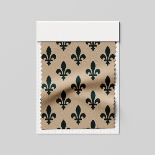 Tecido Fleur de Lis Pattern, Real Verde Francês em Creme