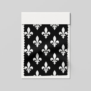 Tecido Fleur de Lis Pattern, Royal French, branco a preto