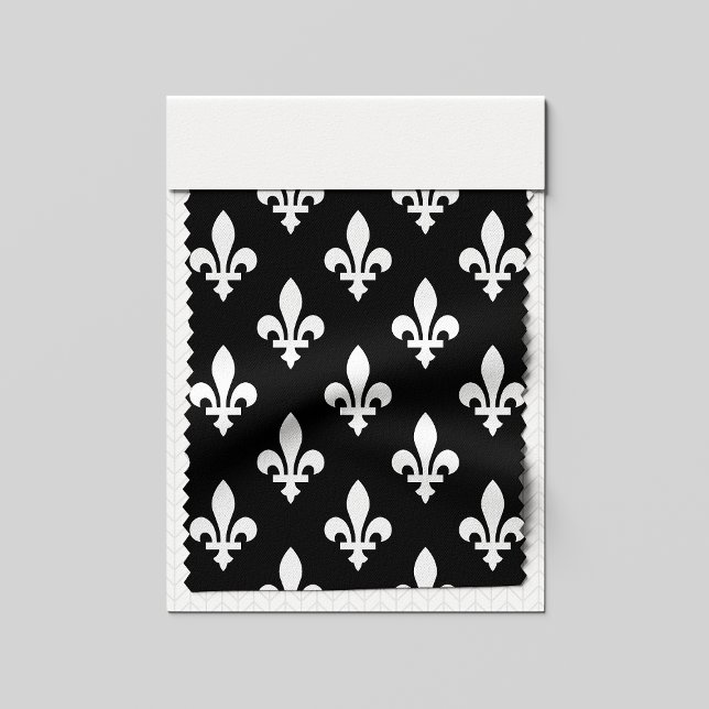 Tecido Fleur de Lis Pattern, Royal French, branco a preto (Criador carregado)