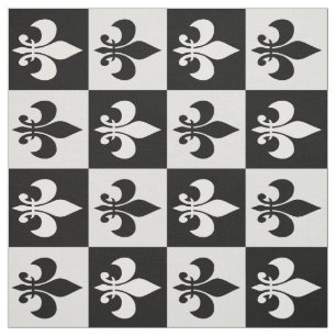 Tecido Fleur-de-lis, preto geométrico