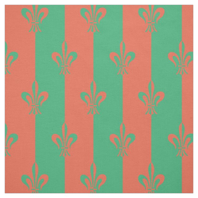 Tecido Fleur de Lis Sea Green e cobre (Modelo)