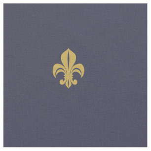 Tecido Fleur de lys french - amarelo-lírio no marinho
