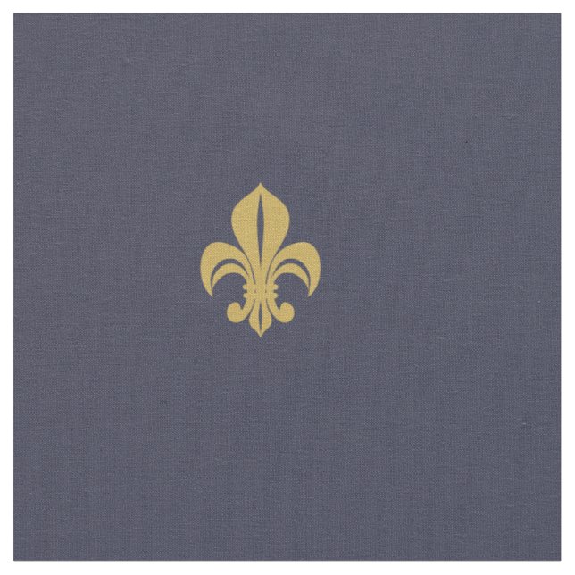 Tecido Fleur de lys french - amarelo-lírio no marinho (Detalhe)
