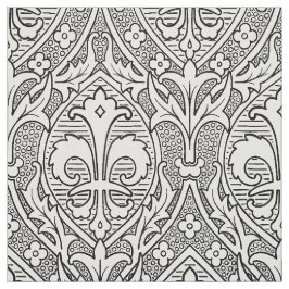 Tecido Fleur de Lys - Revival Gótico - preto e branco