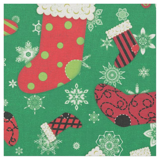 Tecido Floco de Neve - Floco de Neve Verde Vermelho Verde (Detalhe)