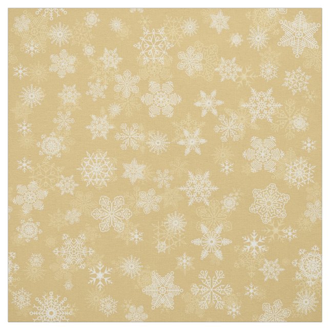 Tecido Flocos de neve brancos, Dourados de Natal (Modelo)