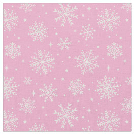 Tecido Flocos de neve brancos elegantes sobre fundo rosa