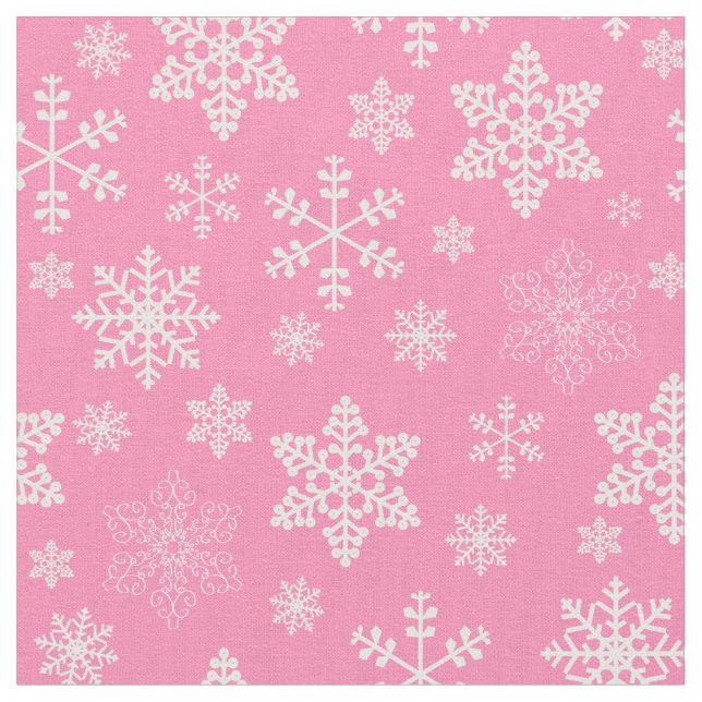 Tecido flocos de neve de natal rosa (Detalhe)
