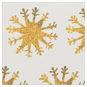 Tecido Flocos de Neve de Ouro