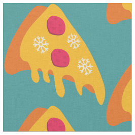 Tecido flocos de neve de pizza de pepperoni de natal feio