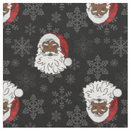Tecido flocos de neve do Natal preto santa claus claus