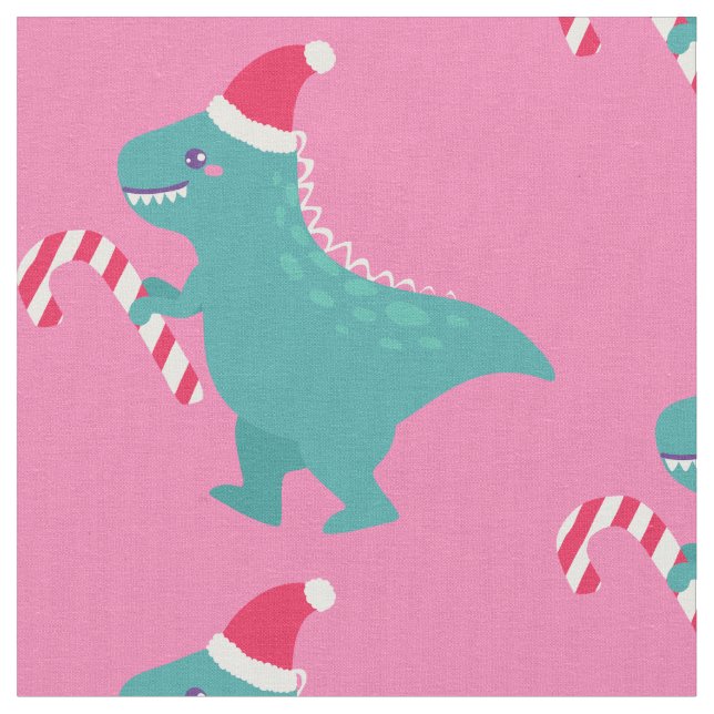 Tecido flocos de neve feios de dinossauro trex de natal (Detalhe)