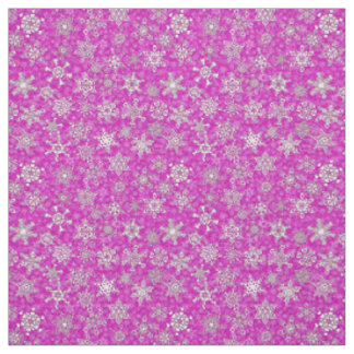 Tecido flocos de neve sobre fundo de neve magenta rosa