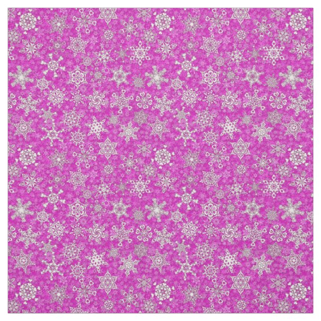 Tecido flocos de neve sobre fundo de neve magenta rosa (Modelo)