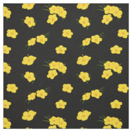 Tecido Flor Amarelo-Negro Tropical de Hibisco