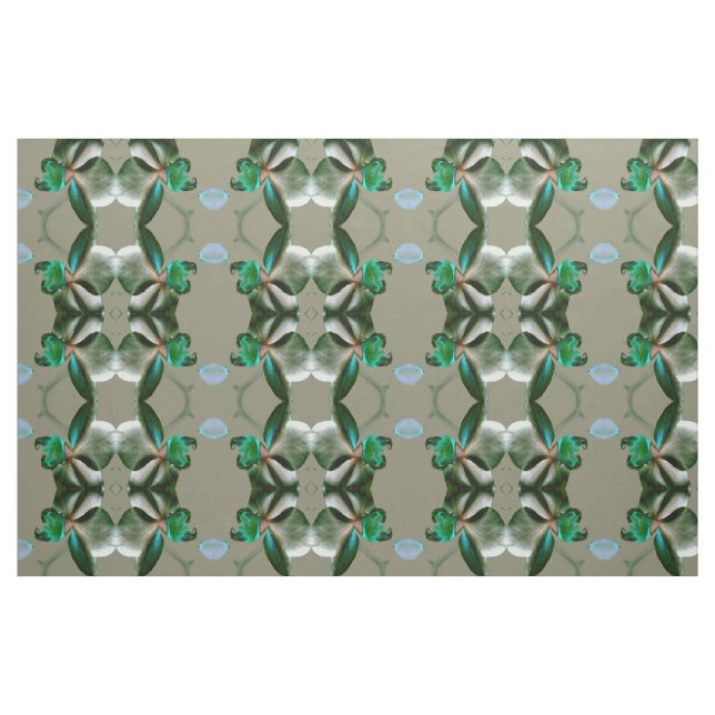 Tecido Flor Artístico em Padrão Azul, Verde e Cinza (Fat Quarter)