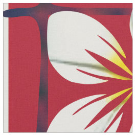 Tecido Flor branca de Xadrez vermelha e azul