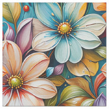 Tecido Flor Brilhante | Floral Botânico Colorido