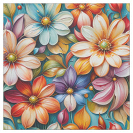 Tecido Flor Brilhante | Floral Botânico Colorido 