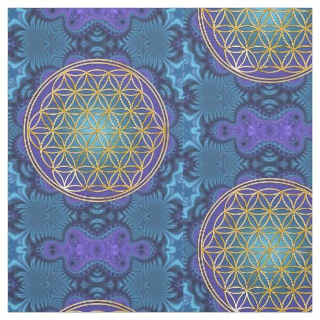 Tecido Flor da vida - ouro - fractal 1 (Modelo)