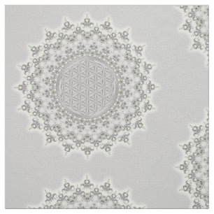 Tecido Flor da vida - verde cinzento da mandala do