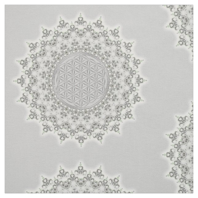 Tecido Flor da vida - verde cinzento da mandala do (Modelo)