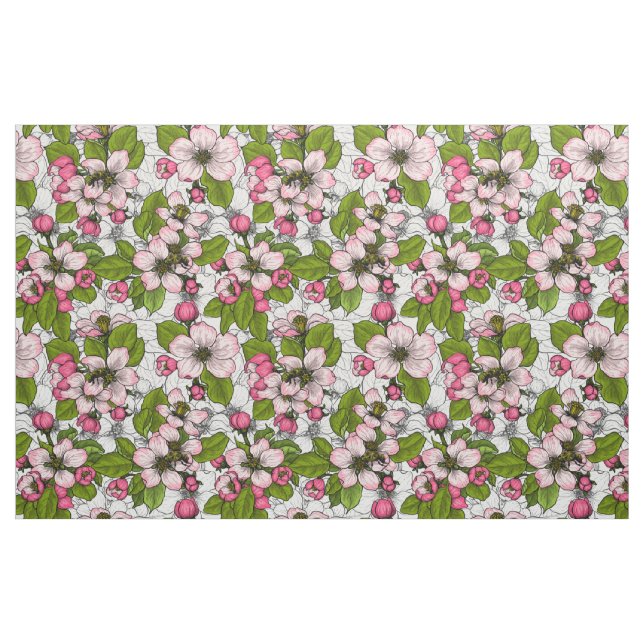Tecido Flor de maçã em branco (Fat Quarter)