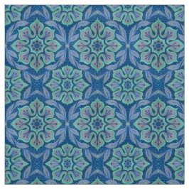 Tecido Flor de neve, padrão floral azul e floco de neve d