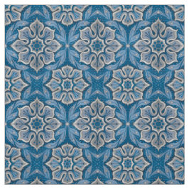 Tecido Flor de neve, padrão floral, floco de neve azul e 