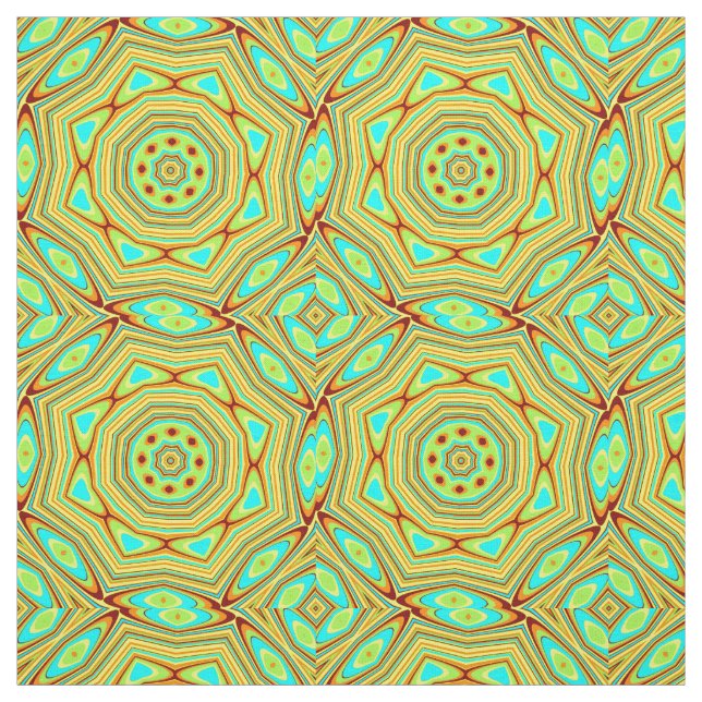 Tecido Flor do Círculo Geométrico Laranja Azul Verde Pers (Modelo)