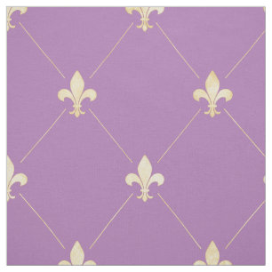 Tecido Flor Dourada pálida de Lis (grande escala) Lilac