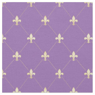 Tecido Flor Dourada pálida de Lis (pequena escala) Roxo