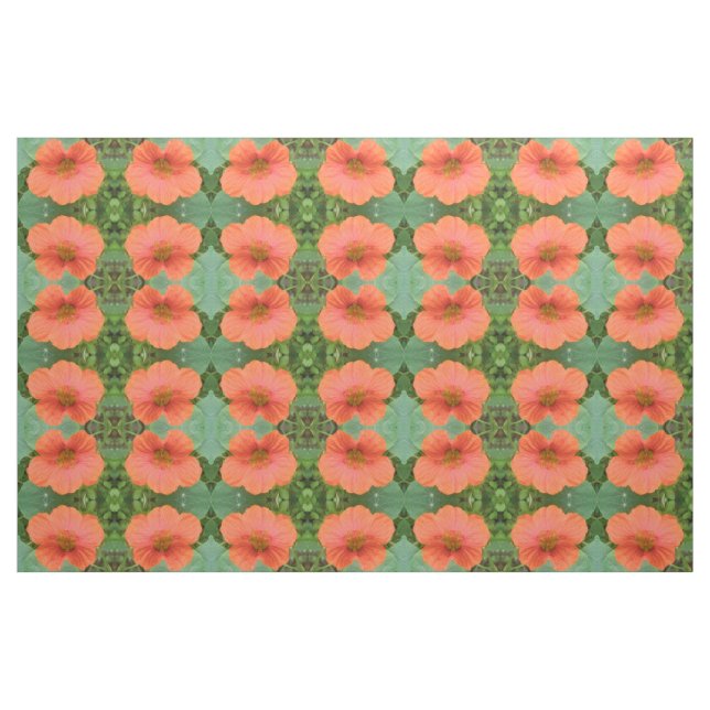 Tecido Flor Nasturtium Laranja Padrão (Fat Quarter)