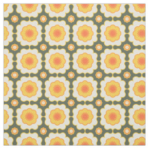Tecido Flor Padrão Floral Geométrico Sol Retro dos Anos 7
