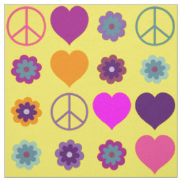 Tecido Flor Power Heart Peace Pattern + seu backgr.