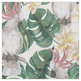 Tecido Flor tropical do cockatoo do vintage