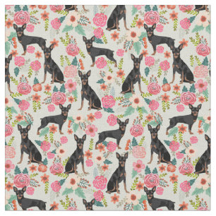 Tecido florais de cães-pinscher miniatura