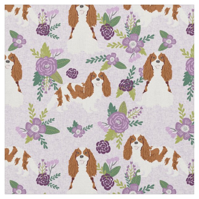 Tecido florais de lavanda de cães cavaleiros (Detalhe)