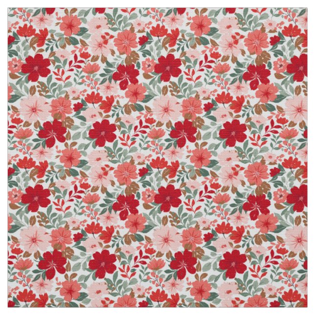 Tecido Florais de Natal - Vermelho e Verde (Modelo)