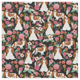 Tecido florais de vintage cavalier kc spaniel blenheim