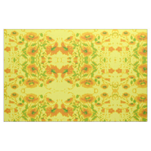 Tecido Floral Amarelo e Laranja